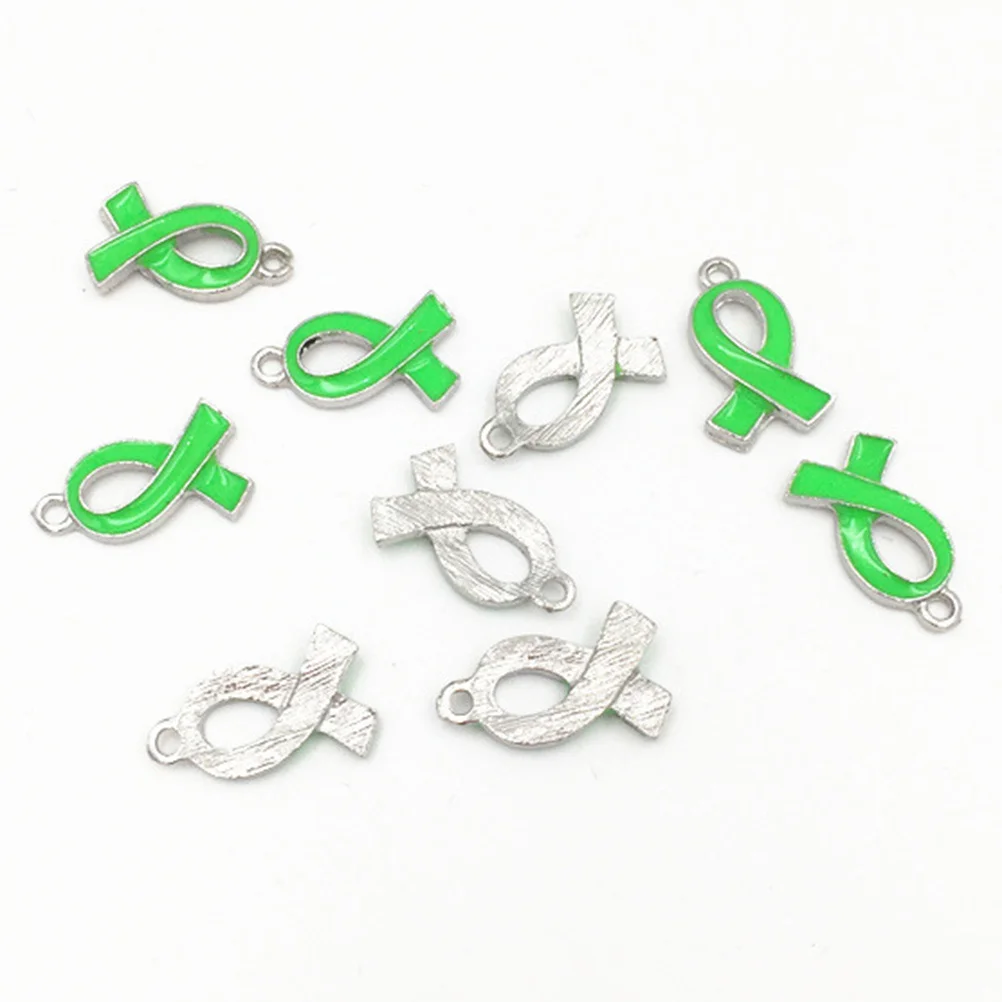 50Pcs Green Ribbon Pendant Necklace Keychain Mobile Phone Accessory for Women Girls Everyday Wear Party Gift Pendant