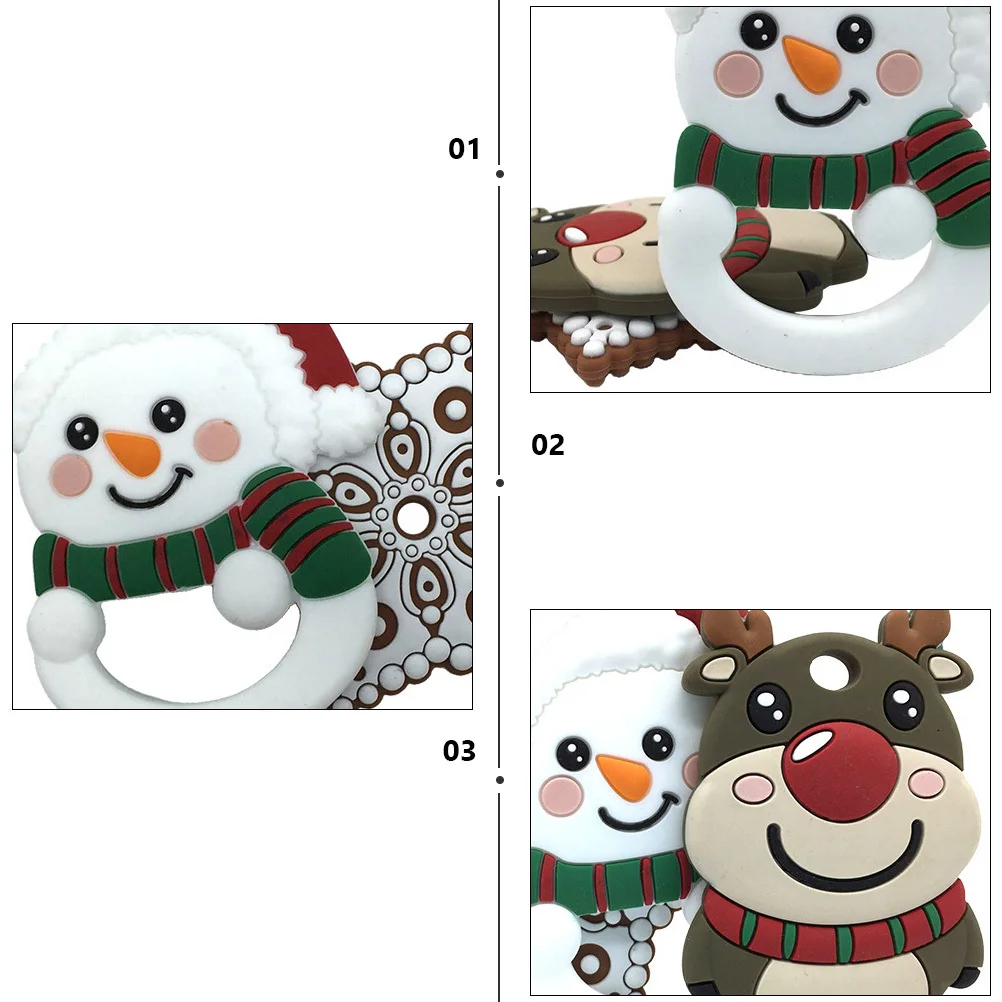 

2Pcs Xmas Baby Silicone Molar Rod Teeth Grinding Chew Teether Gift Xmas Molar Rod Christmas Themed Teether