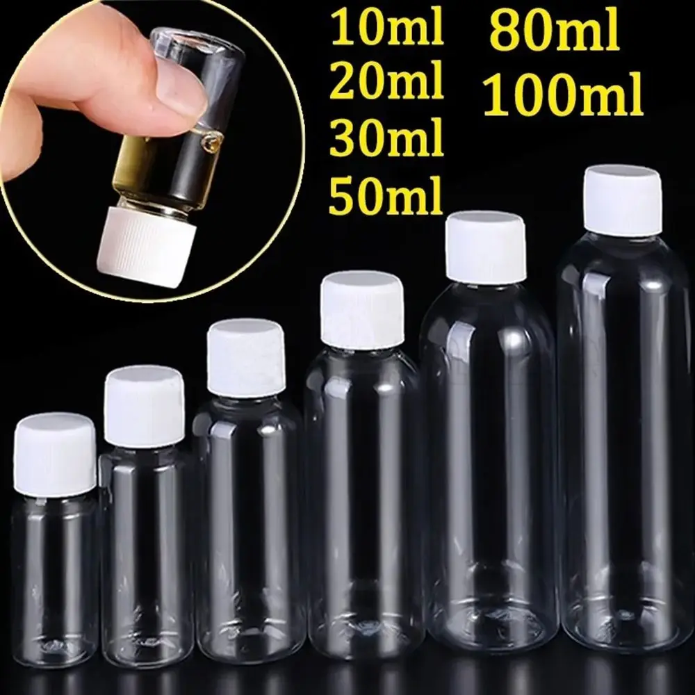 10Pcs Plastic Bottle Transparent Refillable Small Mouth Bottle Portable Sample Vials Cosmetic Containers for Lotion Creams