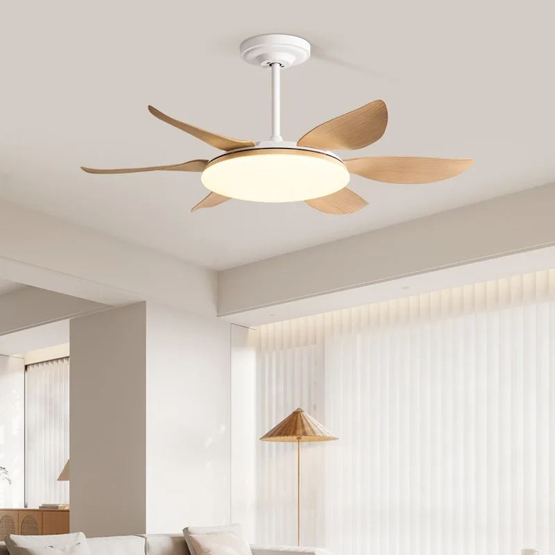 Modern Nordic Ceiling Fans With Big Lights ABS 6-Blades Remote Control Large Size Strong Power Home Silent Living Room Fan Lamp