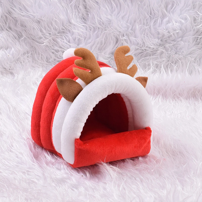 Christmas Pet Nest Plush Warm Hamster House Small Animal Nest Guinea Pig Squirrel Mice Rat Sleepping Bed Cute Warm Nest