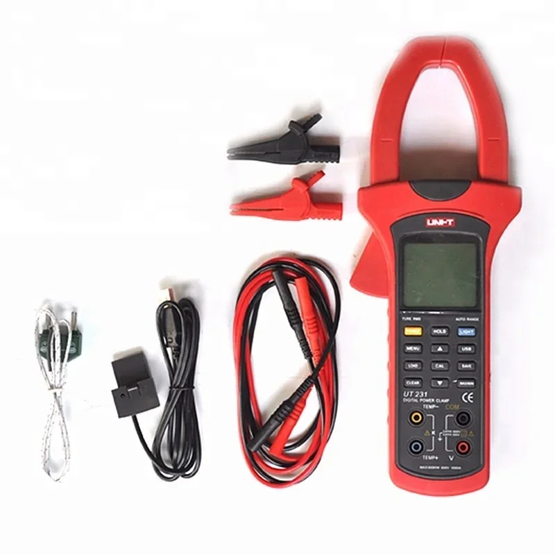 UT231 Single-phase 2-wire 600KW Power Clamp Meter True RMS Digital Clamp Meters Power Factor Phase Angle USB Data Logging