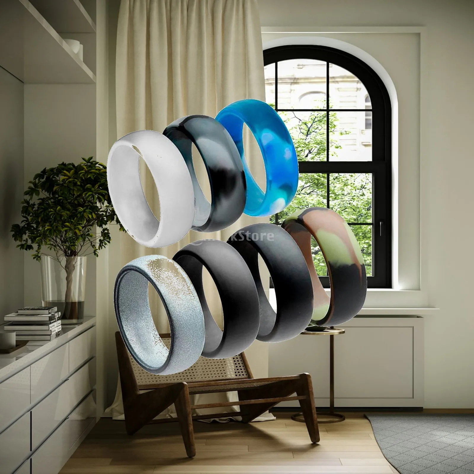 Silicone Rubber Wedding Band Set Chemically Inert Hypoallergenic Jewelry for Active Women All Day Wear