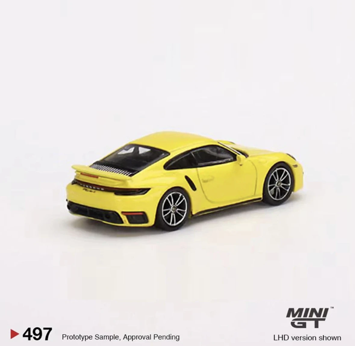 TSM MINI GT 1:64 #497 911 Turbo S Racing Yellow Die-cast alloy car model collection display gifts