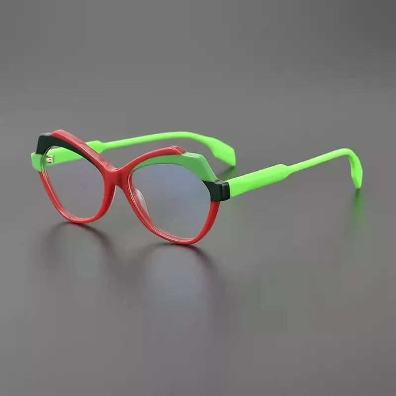 Anti Blue Light Reading Glasses Female Brand Vintage Acetate Cat Eye Eyeglasses Frame Women Prescription Glasses Red Green Black