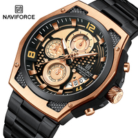 NAVIFORCE Men's Original Steel Strap Watches Quartz Luxury Watches for Man 3ATM Waterproof Luminous Date Chronograph Wristwatch