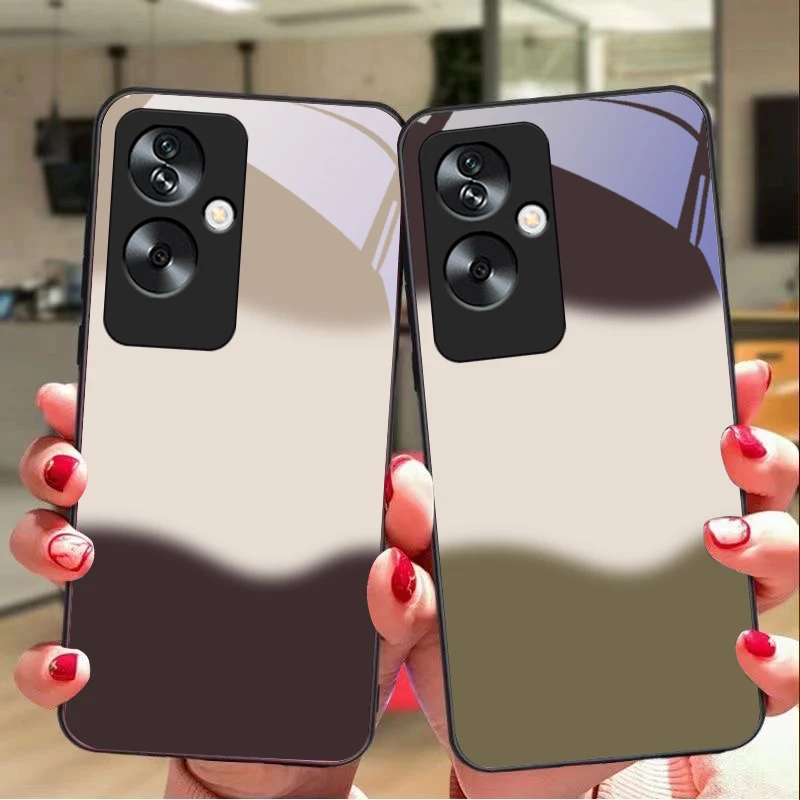 Three color gradient For Oppo A79 5G 58 78 74 60 4G Reno 11F Realme GT 6 11 Note 50 10 C55 X2 Tempered glass black phone case