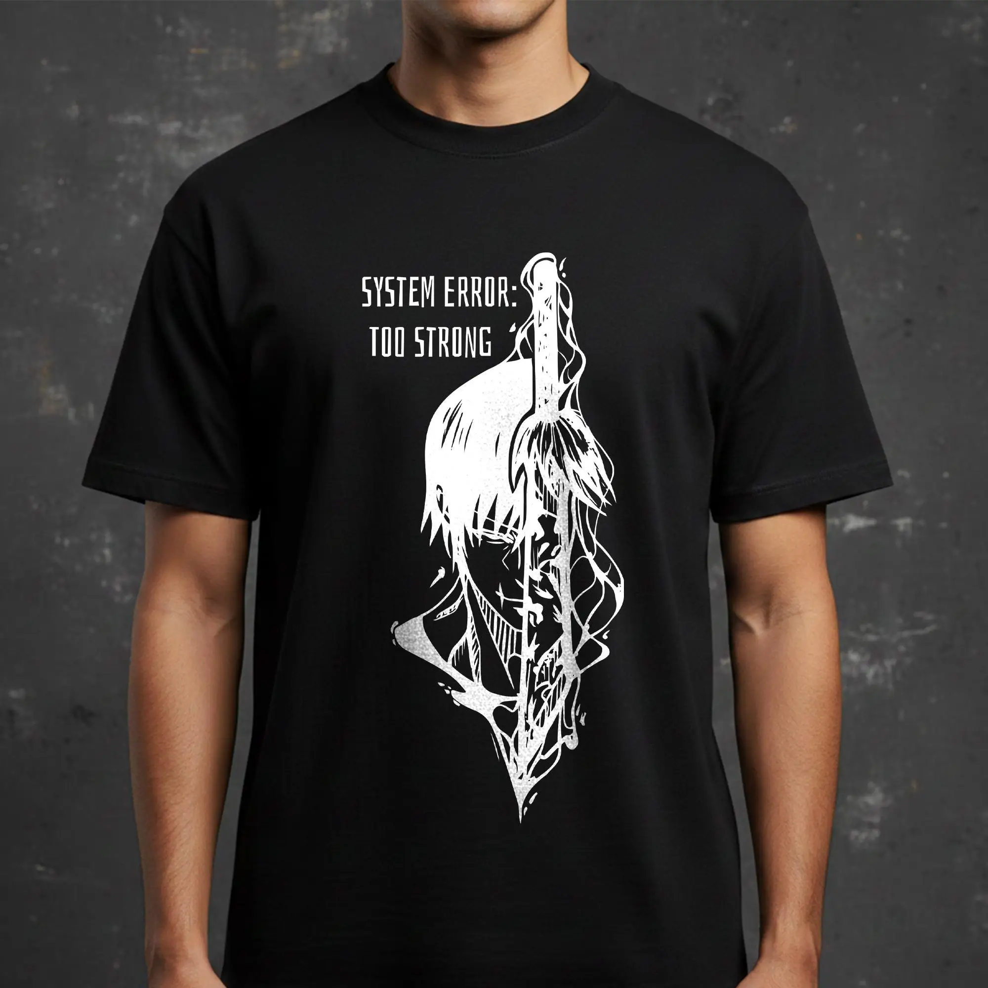 Toji Fushiguro Sarcastic Anime Shirt  System Error Too Strong Design 2026 New Cotton Jujutsu Sorcerer Black Tee  Otaku Manga