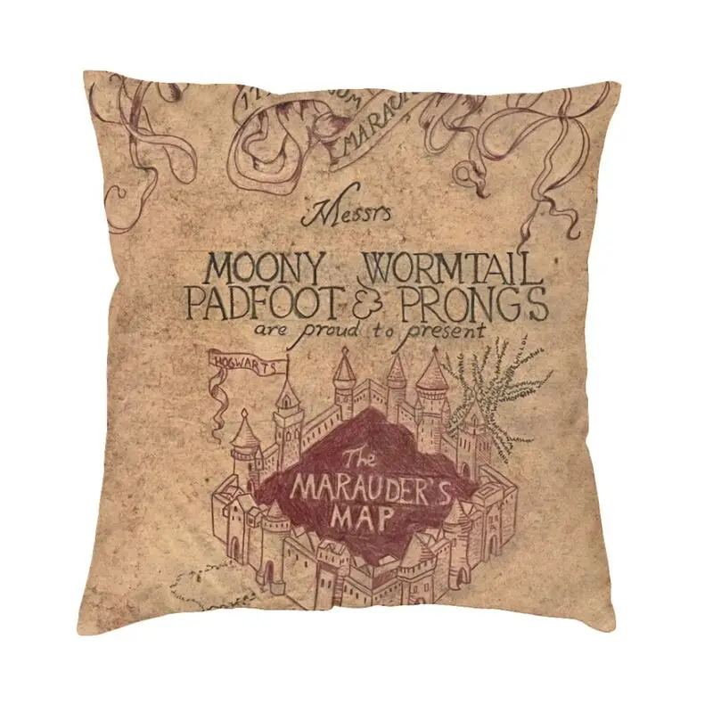 Soft Marauders Magic Map Throw Pillow Case Home Decor Custom Square Cushion Cover 45x45cm Pillowcover for Living Room