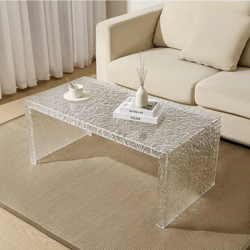 Acrylic coffee table small table, living room household stone pattern simple modern small apartment
