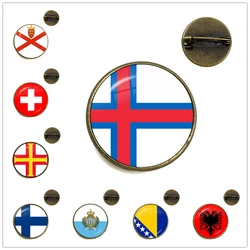 Gibraltarian Jersey San Marino Switzerland Guernsey Finland Faroe Islands Bosnia And Herzegovina Albania Glass Brooches Pins
