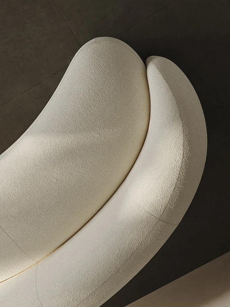 Italian minimalist cashew fabric sofa Nordic light luxury wabi style living room special-shaped small apartment