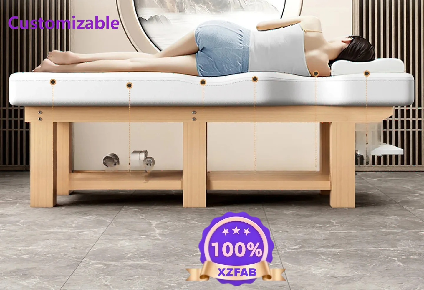 Factory Direct 2026 Bent arm massage bed TCMmassage treatment bedMultifunctional solid wood beautybed Special SPA ear bed