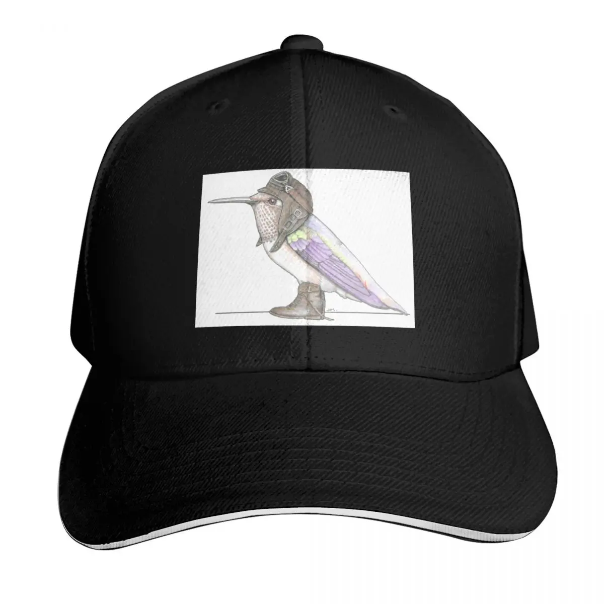 Rufus Hummingbird in Vintage Flight Boots Baseball Cap Breathable Mesh Back Adjustable Buckle Closure Moisture Wicking Quick Dry