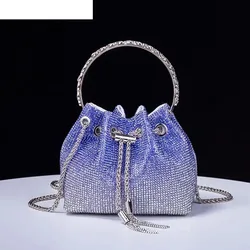 Pochette con nappe di diamanti tendenza donna borse a tracolla da viaggio di moda di lusso borse borsa a secchiello in cristallo lucido da sposa