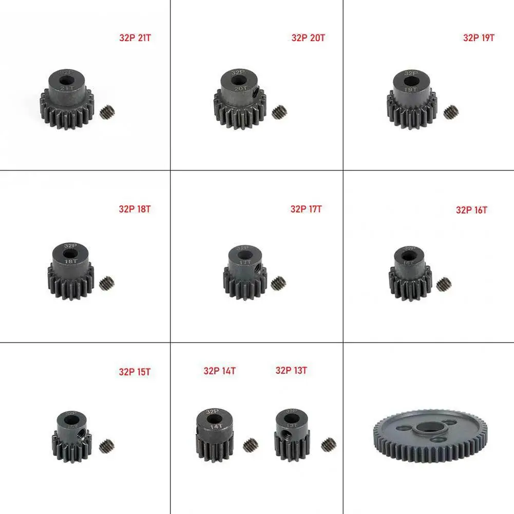 

32p Motor Gear 0.8 Mold 5mm Inner Diameter 13-21t Motor Gear Metal Accessories Compatible For 1/8 Slash Big E Model Car