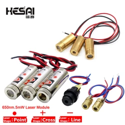 Most Popular Laser Diode 650nm 3V/5V 5mW Red Point Laser Module Head Glass Lens Focusable Industrial Class