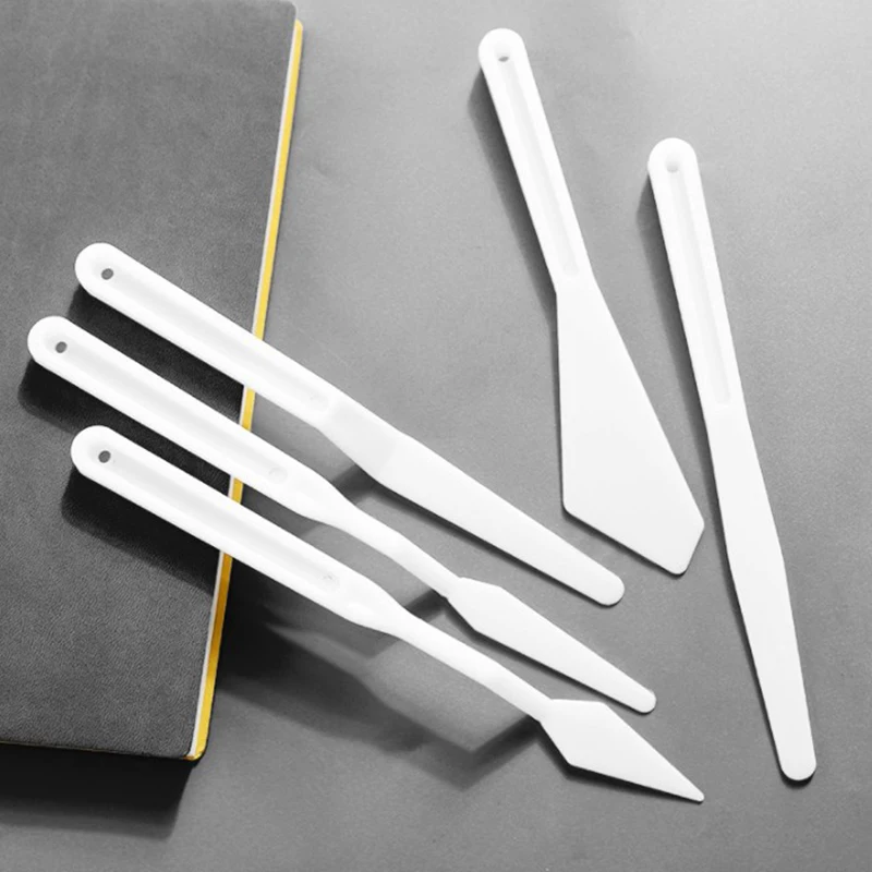 5PCS/set Mixed Plastic Palette Knife Set Scraper Spatula Shove Knife Painting Artist Oil Painting Watercolor Tools For Students