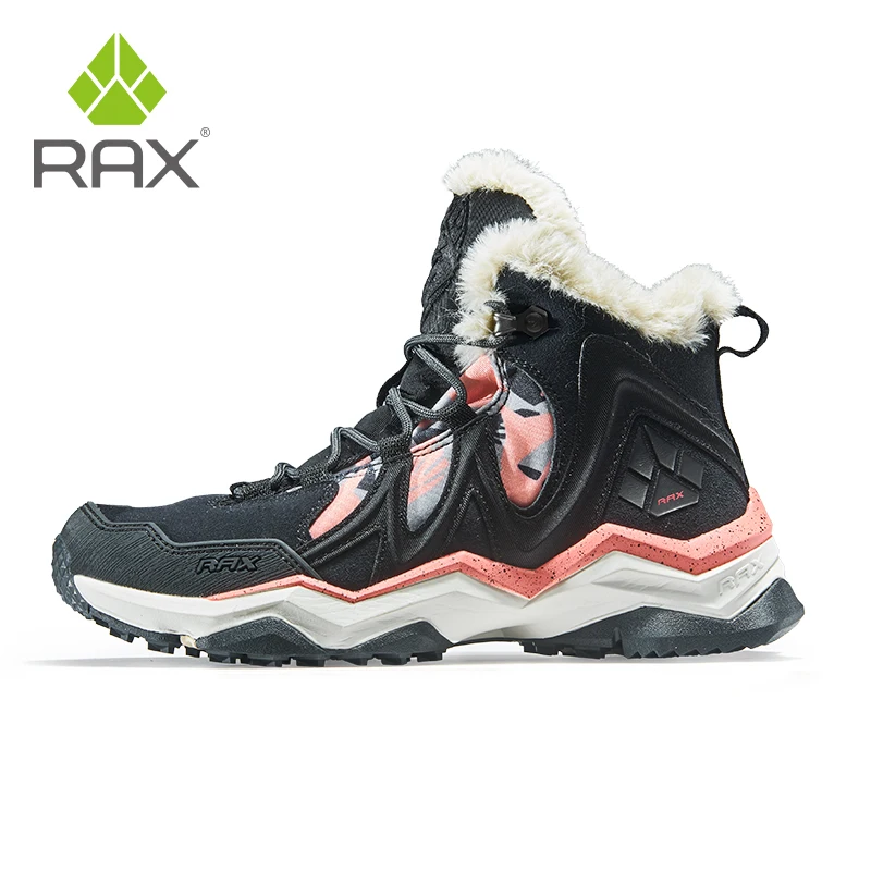 RAX Waterproof Hiking Shoes Men Winter Outdoor Sneakers for Men Snow Boots Plush Mountain Snowboots Outdoor Tourism Jogging Shoe