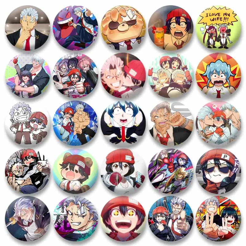 

58mm New Anime Undead Unluck Andy Fuuko Izumo Enamel Pins Cartoon Round Brooches on Backpack Cosplay Badge Prop Jewelry Gifts