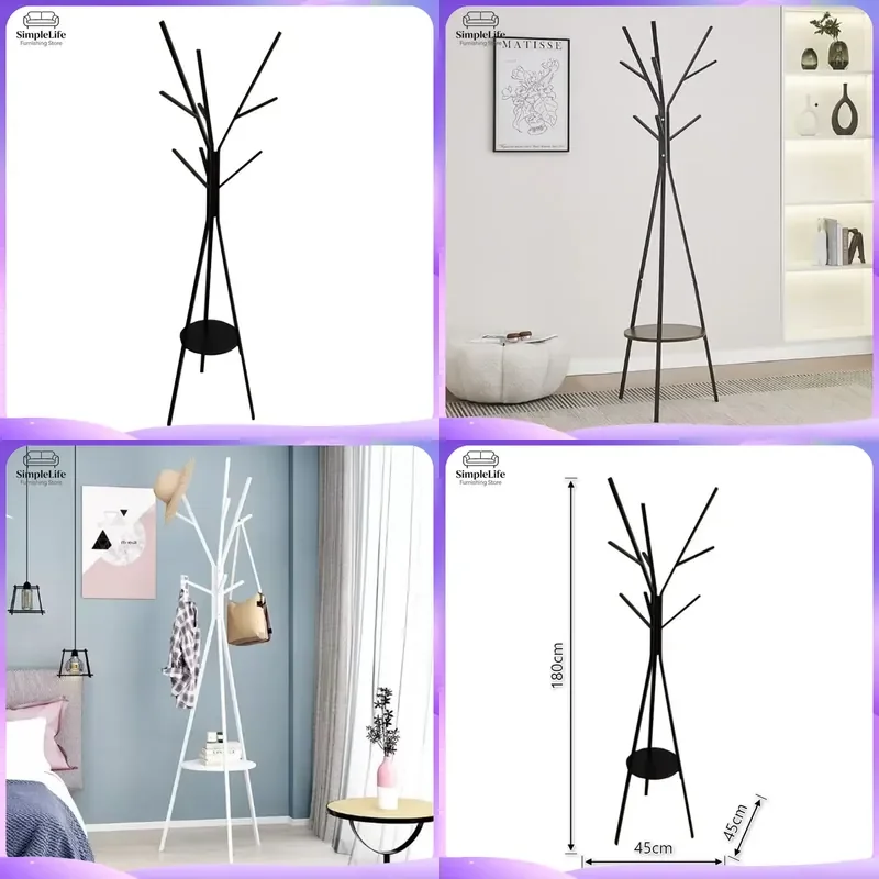 Modern Wrought Iron Coat Rack Tree Stand Branch Design Hat Hanger Organizer for Living Room Bedroom Corner Home Furniture
