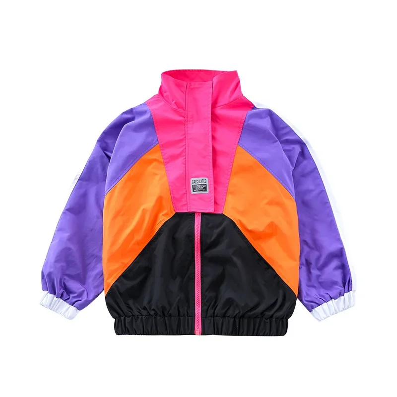 Hip Hop Clothes For Children Girls Boys Running Color Zipper Jacket Coat Loose Jogger Pants Jazz Dance Costume Drum Performance