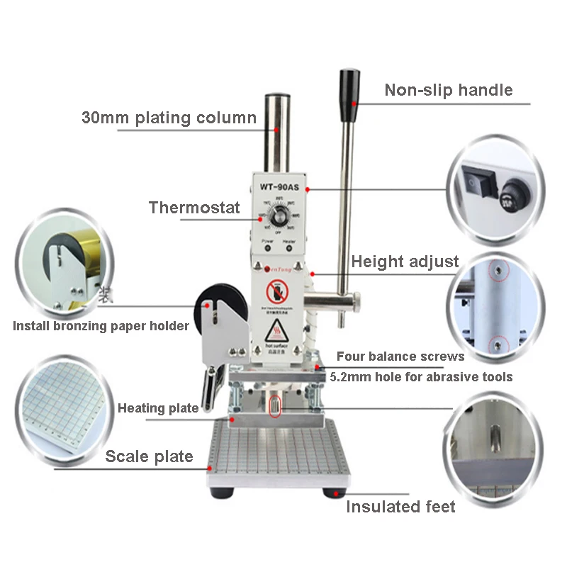 300W 500W Hot Foil Stamping Machine Digital Heat Press Machine PVC Card Book Leather Paper Wood Logo personalizzato goffratura manuale
