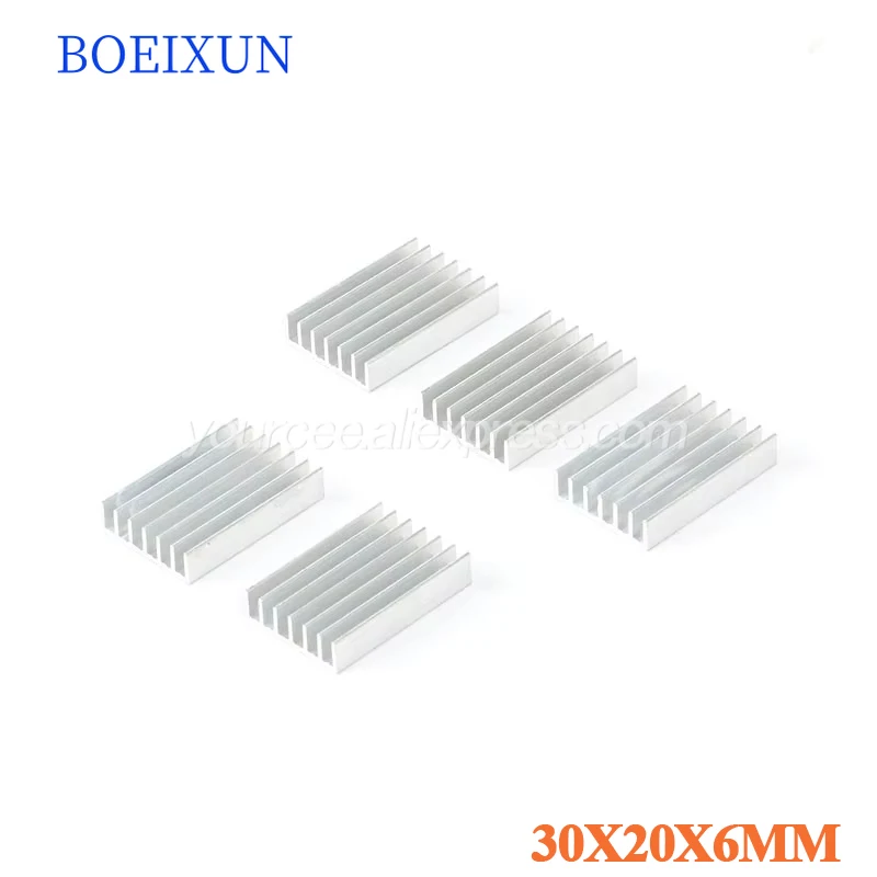 10pcs/1pc 30*20*6mm Heatsink Cooling Fin Aluminum Radiator Heat Sink for Chip, LED, Power IC Transistor, Module PBC 30X20X6mm