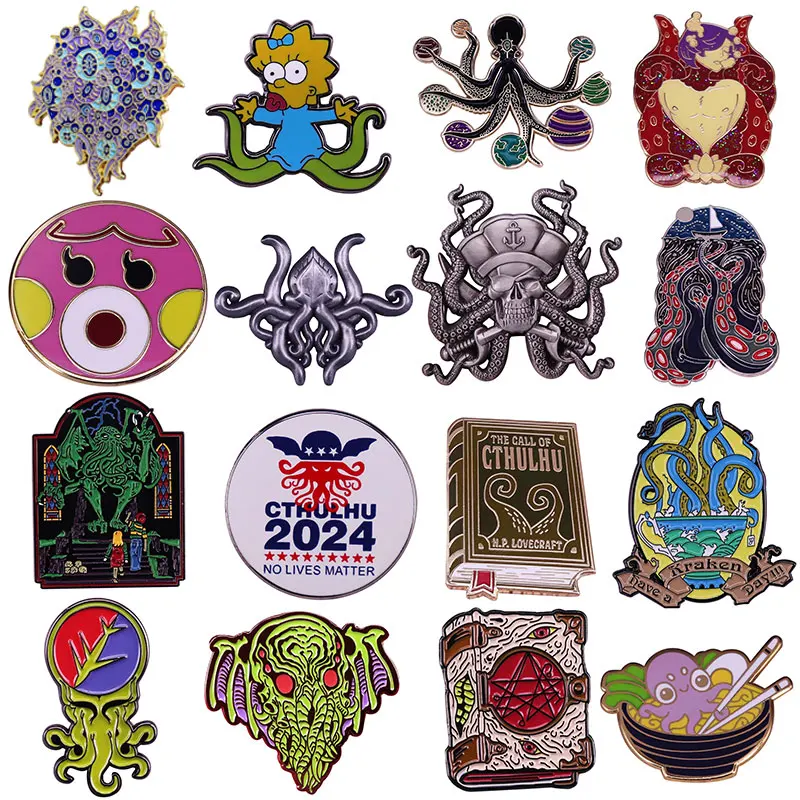 Cthulhu Mythos Octopus Monster Enamel Pin Lapel Pin for Clothes Brooches on Backpack Briefcase Badge Jewelry Decoration Gifts