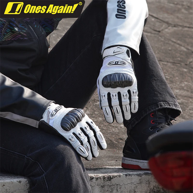 

Genuine Leather Motorcycle Gloves Summer Riding Gear Retro Motorbike Gloves with Knuckle Protection & Touch Screen Fingers