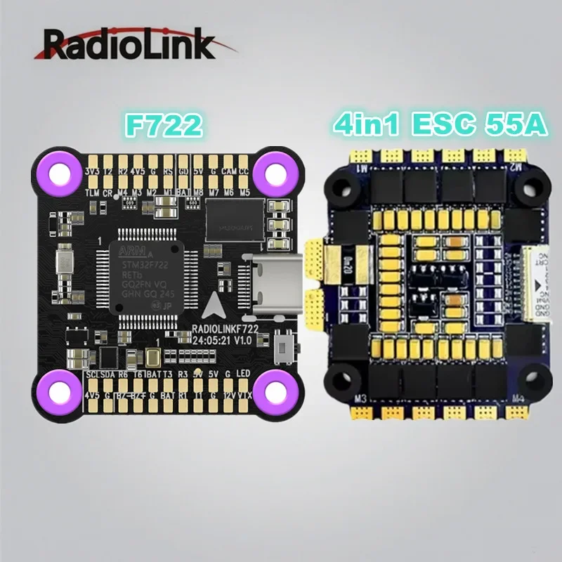 link F722 Flight Control ICM42688 Gyro 128MB Black Box 3-6S 3.3V/4.5/5V/12V With 60A 4-IN-1 ESC For Fixed-wing Helico