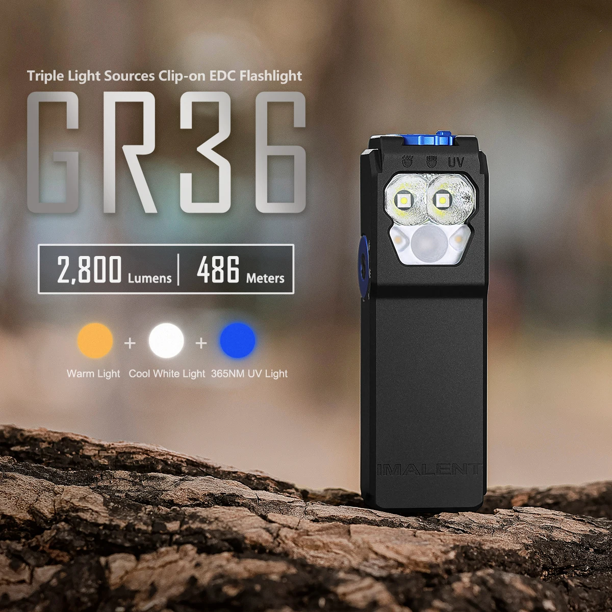 

IMALENT GR36 EDC Flashlight 2800 Lumens Type-C Rechargea Magnetic Super Bright Clip-on Flashlights for Camping and Work Lights.