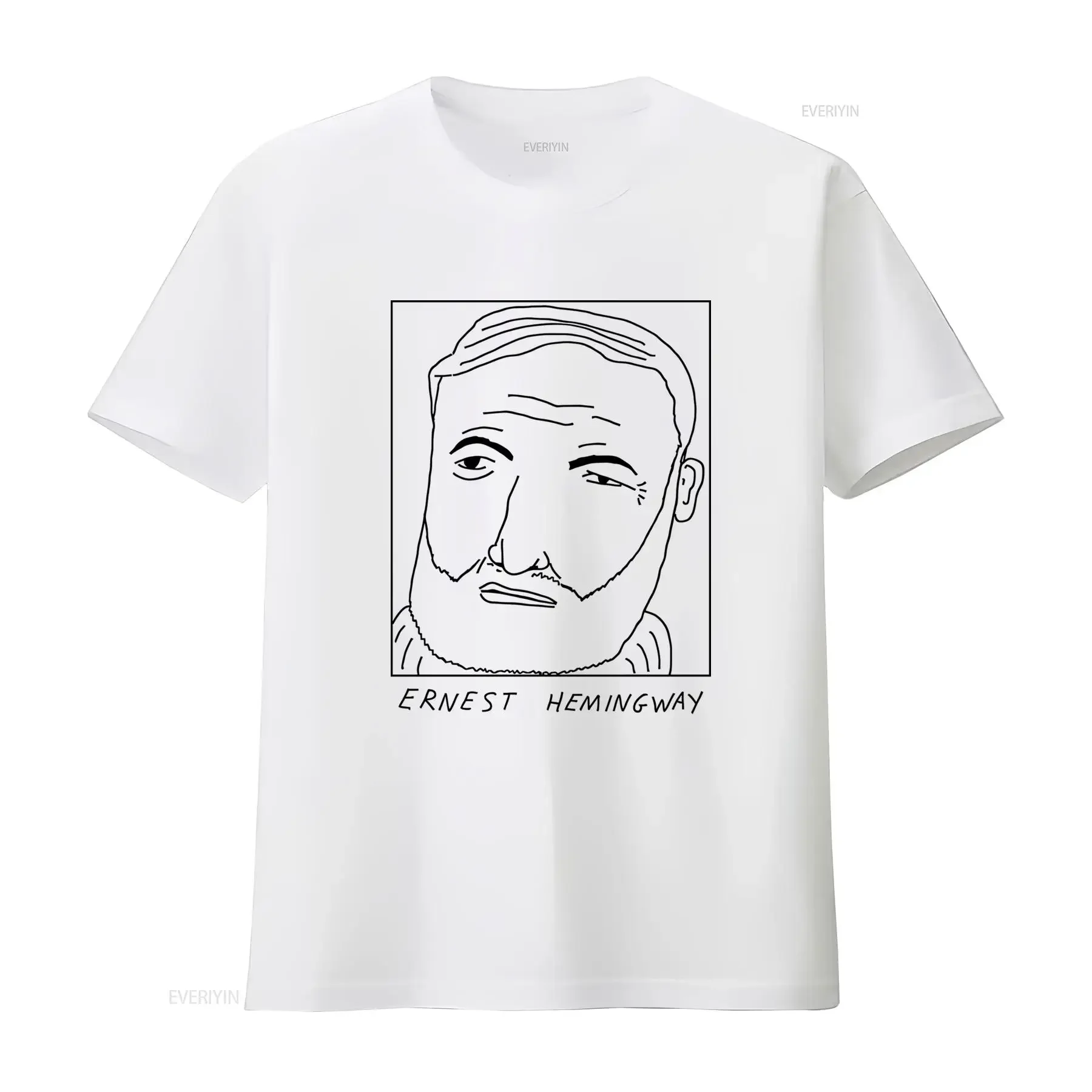 Badly Drawn Authors Ernest Hemingway T Shirt with Free Worldwide Delivery vintage Washed Versatile Breathable homme Soft