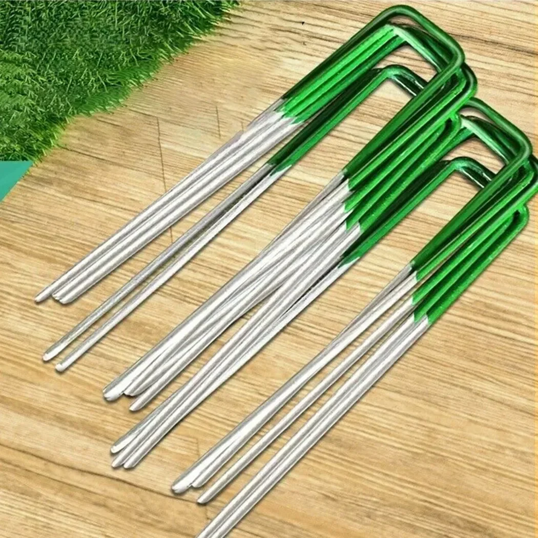 Piquets de Jardin Galvanisés de Type U, pour Gazon Artificiel, Rouille, Verde, Épingle à Gazon, Polymères, 20 Pièces