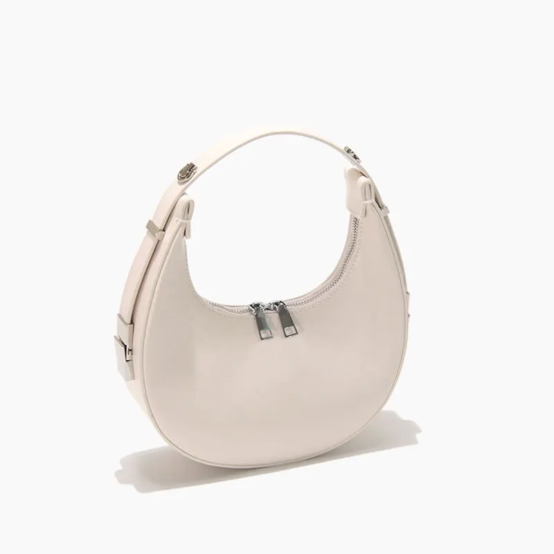 Half Moon Handbags Women Microfiber Leather Vintage Round Design Female Underarm Purse Handmade  GF9820