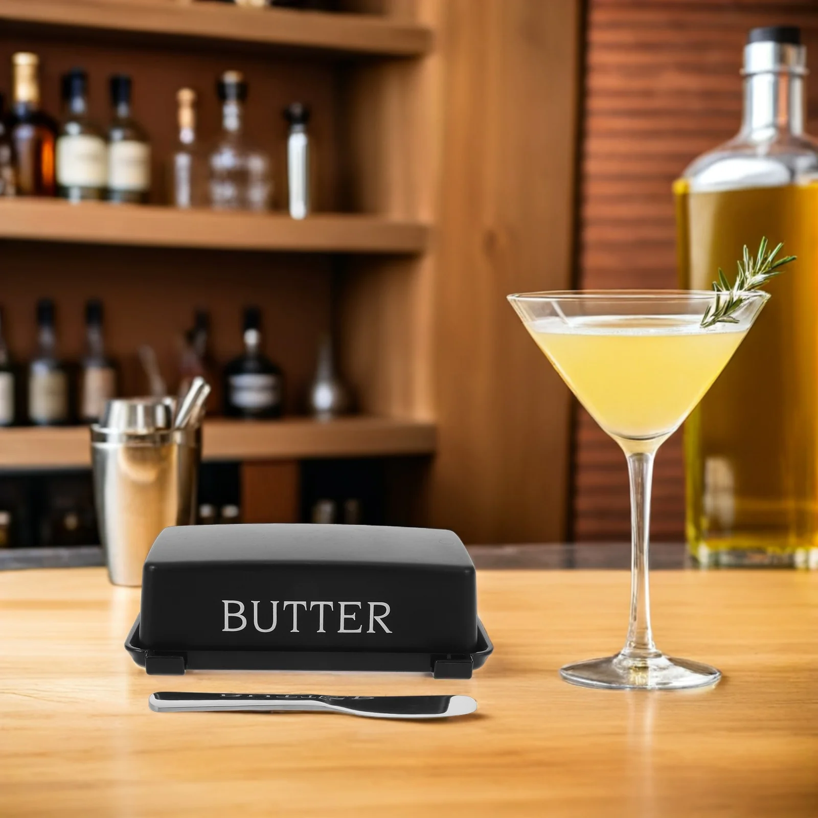 

Butter Dish Holder Lid Knife Plastic Storage Container Airtight Cheese Kitchen Countertop Table Butter Dish Cheese Holder