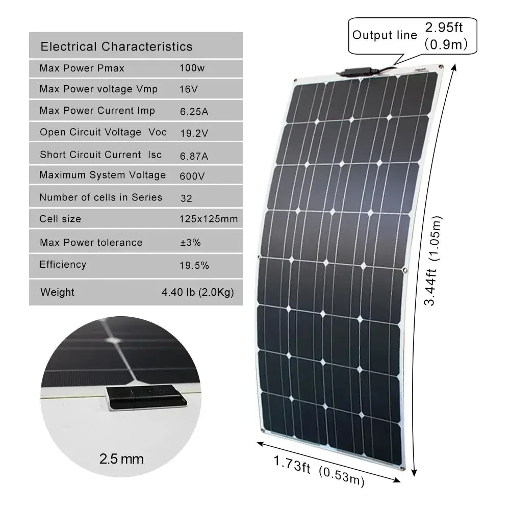 100w 200w flexibles Solar panel mit 10a/20a Solar regler kabel für 12V Batterie ladegerät Hausdach