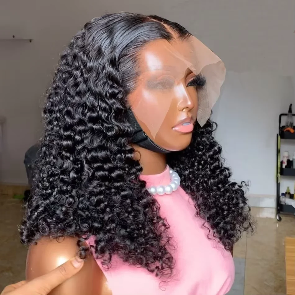 

Парик 13X6 HD Lace Frontal без клея, из натуральных волос, черный, короткий, 100% глубокая волна, вьетнамский парик-боб с кружевной передней частью