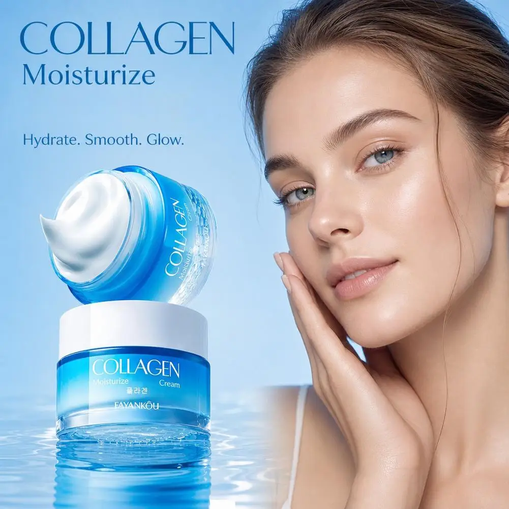 50g Collagen Moisturize Cream Deep Nourish Plump Up Skin Fresh Texture Cream Make Skin Younger Korean Cosmetics Day/Night Cream