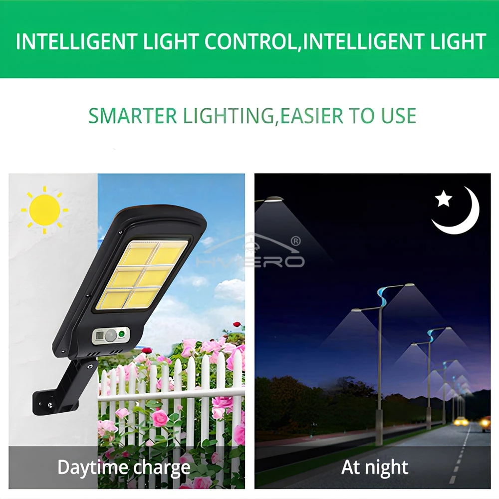 300W Solar Light PIR Motion Sensor Smart night lamp Remote Control Home Led COB IP65 Waterproof for Garden Outdoor Street Wall