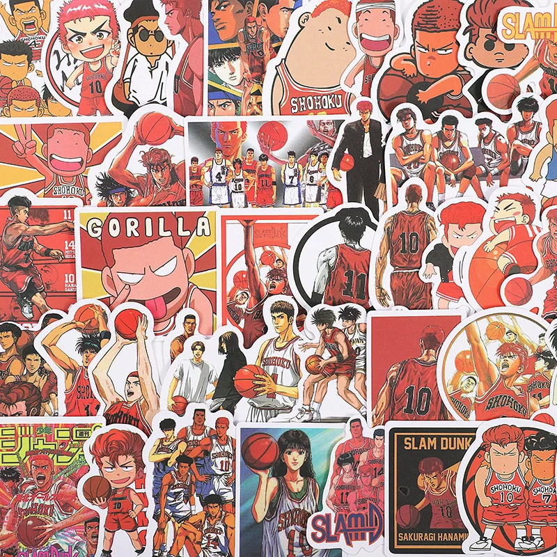 50/59pcs Cool Slam Dunk Cartoon Graffiti Sticker Luggage Laptop Cartoon Waterproof Packaging Laptop Skin Art Supplies