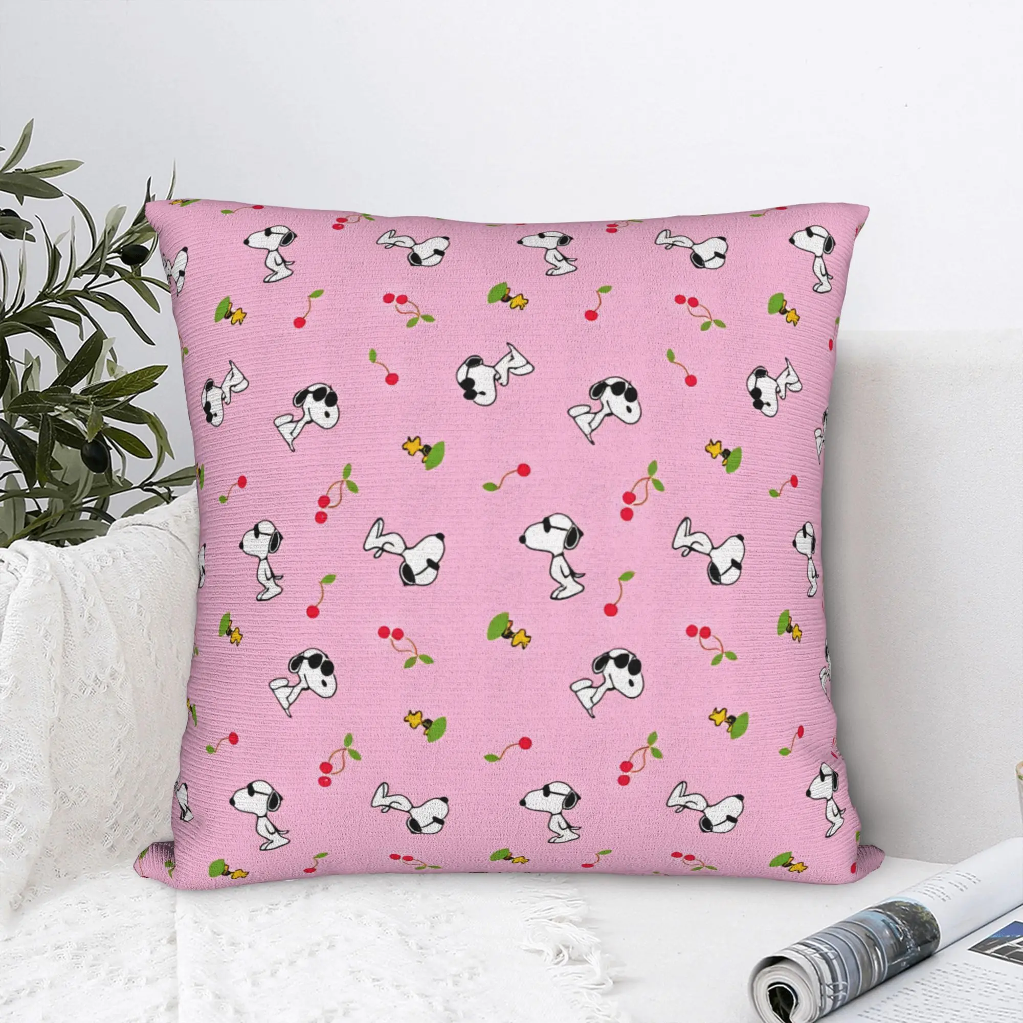 Joe Cool Snoopy Woodstock Cherries Nordic Throw Pillow Cover Decoration Cartoon Beagle Car Cushion