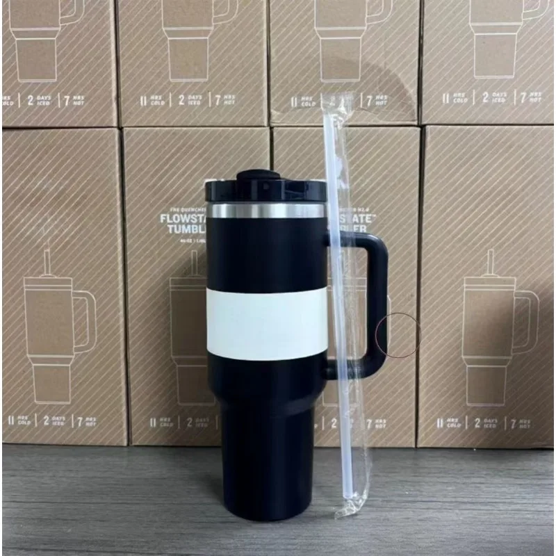 new FlowState stainless steel 40oz glass with handle, leakproof lid and straw, insulated coffee mug stainless steel travel mug,