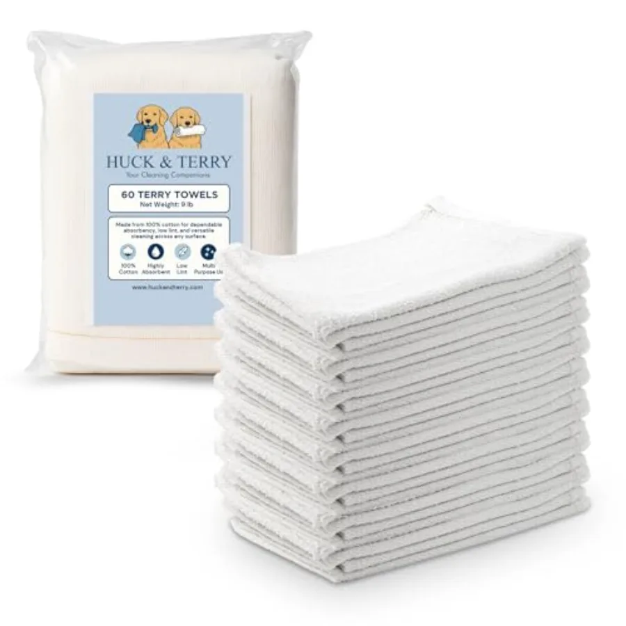 

Terry Cloth Rags for Cleaning 60PCS Bag of Rags White 100% Cotton Bar Mop Paint Cloth and Multipurpose Kitchen Auto Staining Li