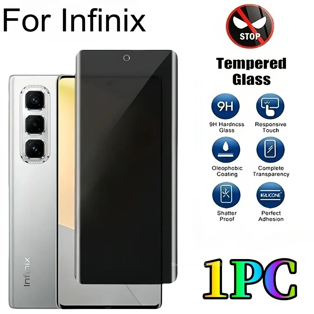 1 protector de pantalla de vidrio templado a prueba de peep para Infinix Hot 60 50 Pro Plus 4G vidrio templado para Infinix Hot 50 60 Pro + película