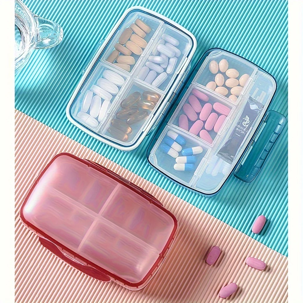 

1pc Portable Pillbox Organizer - 8 Compartments, Airtight & Waterproof, Compact Medication and Supplement Container for and Tr