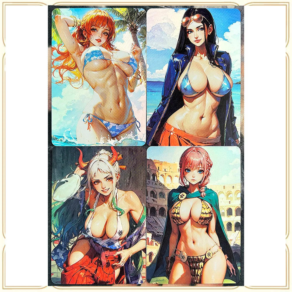 

4 шт./компл. аниме One Piece DIY ACG Rebecca Nico Robin Shinomiya Kaguya Премиум блестящие коллекционные карты подарки на Рождество и день рождения