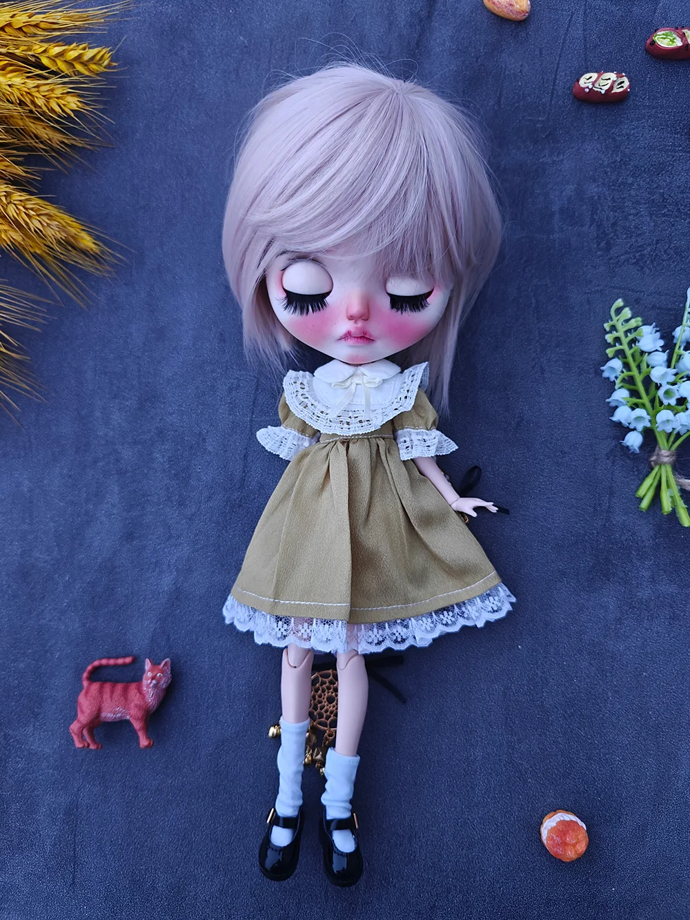 Neue blythe Puppe Kleidung handgemachte Barbies Mädchen gelbe Prinzessin Kleid süß für ymy ob24 ob22 Puppe Zubehör