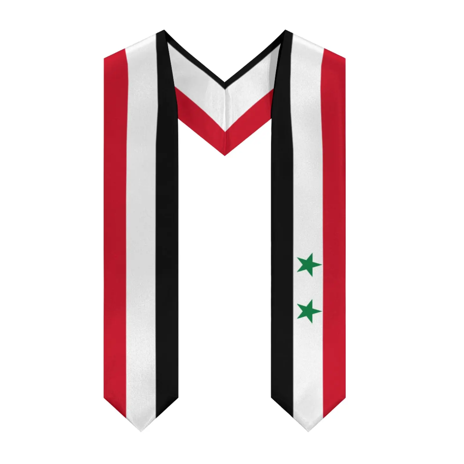

2025 Syria Flag V-neck Graduation Stole Shawl Sash Honor For Study Aboard International Students