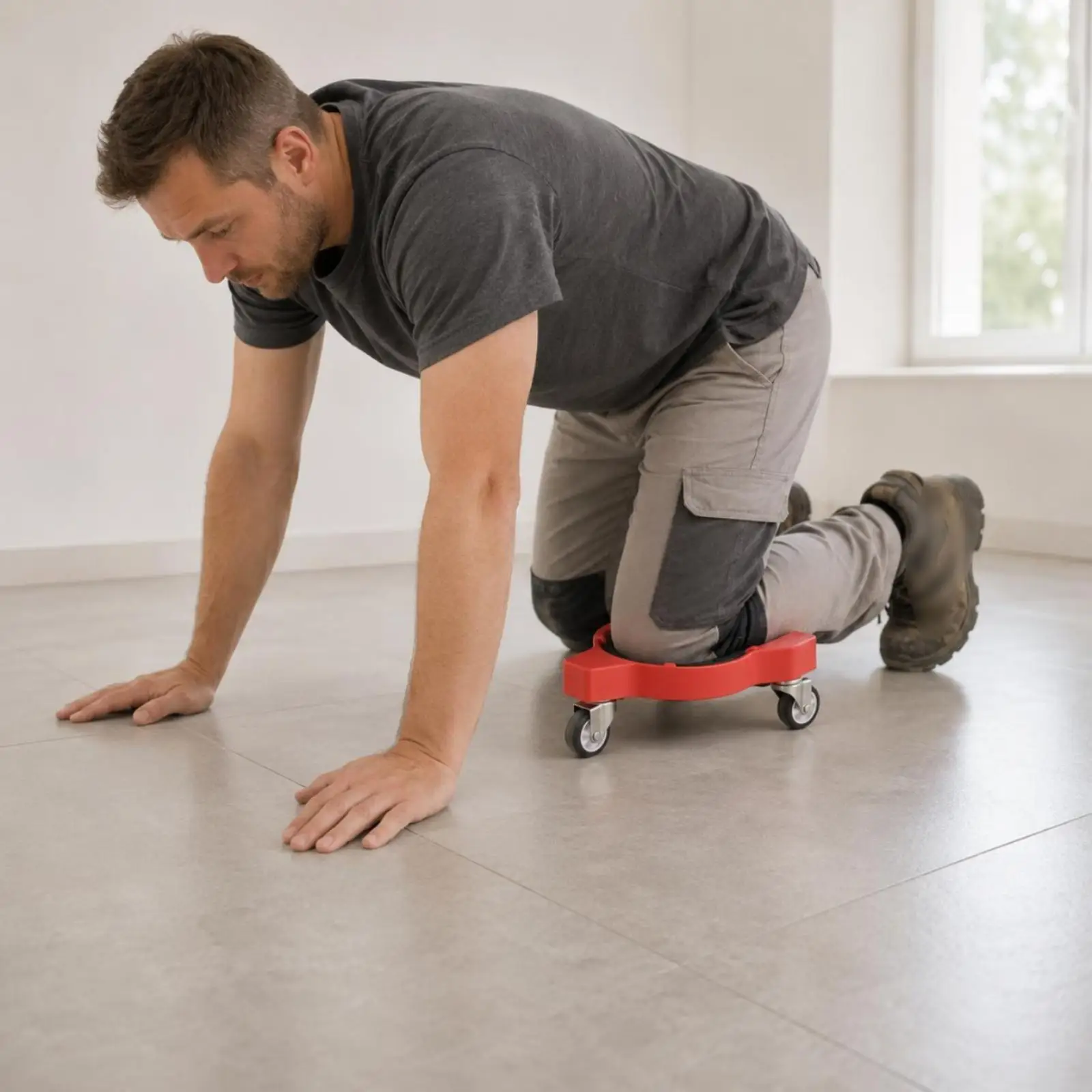 Portable Kneeling Cart with Padded Knee Support for Low Work Four Caster Rolling Pad for Garden and Workshop
